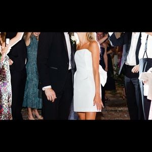 Alexia Maria Silk Faille Bow Back Mini Dress in White